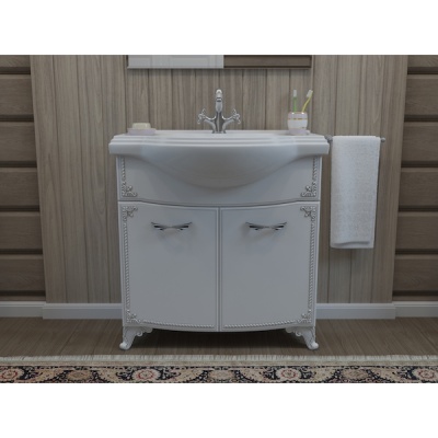 Тумба под раковину Какса-А Классик-Д 80 004067 Белая Серебро