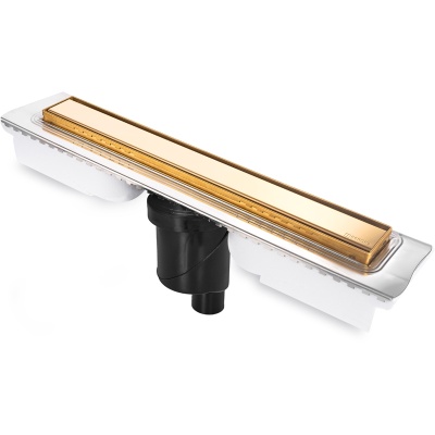 Душевой лоток Berges Wasserhaus B1 Keramik 500 092016 с решеткой Золото глянец