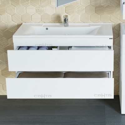 Тумба с раковиной СанТа Марс 100 700188е подвесная Белая