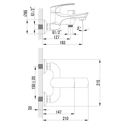 Смеситель для ванны Lemark Plus Shape LM1712C Хром