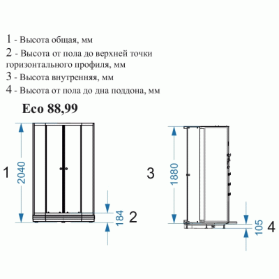 Душевая кабина Domani-Spa Eco Delight 99 90x90 DS01EcD99LWM00 профиль Белый задние стенки Белые