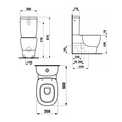Унитаз компакт Laufen Mimo 8.2455.6.000.000.1 без бачка и сиденья