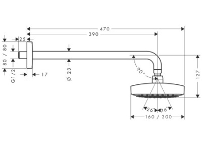 Верхний душ Hansgrohe Raindance Select Е 30 27385000 Хром