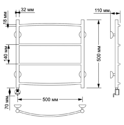 Электрический полотенцесушитель Secado Милан 1 50х50 Бронза