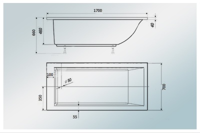 Ванна из искусственного камня Castone Надежда 170x70 Белая