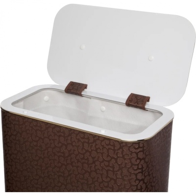 Корзина для белья Cameya Цветы FDG-BG-9 с микролифтом глубокая Коричневая, кант золото