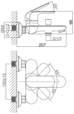 Смеситель для ванны D&K Venice Gondola DA1023201 Хром