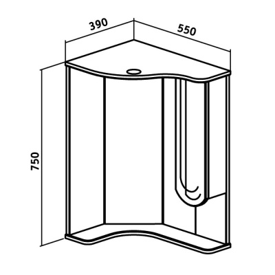 Зеркало со шкафом Runo Бис 55 угловое R Белое