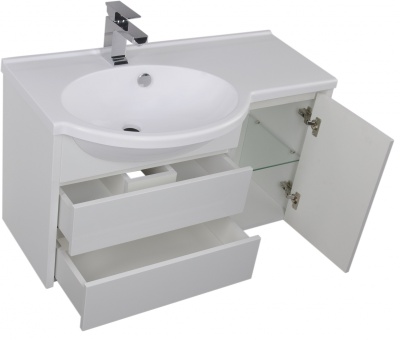 Тумба под раковину Aquanet Лайн 90 164937 подвесная R Белая