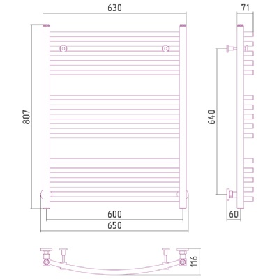 Водяной полотенцесушитель Сунержа Аркус 800x600 Хром