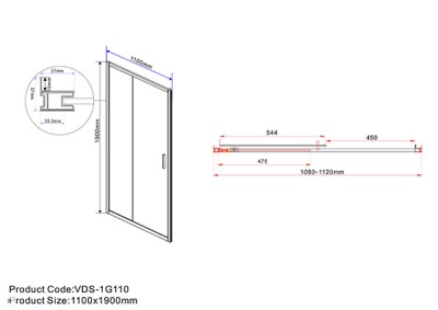 Душевая дверь Vincea Garda VDS-1G110CL 110x190 профиль Хром стекло прозрачное