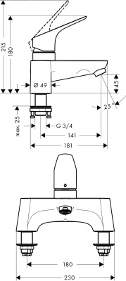 Смеситель на борт ванны Hansgrohe Focus 31523000 Хром