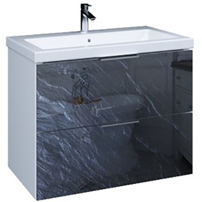 Тумба с раковиной Marka One Liriya 75П Black stone
