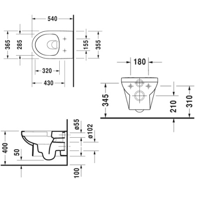 Унитаз Duravit Rimless 2562090000 подвесной без сиденья