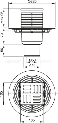 Душевой трап Alcaplast APV2321 с решеткой Хром