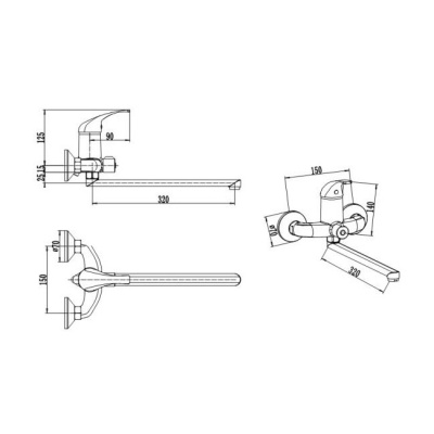 Смеситель для ванны Ростовская Мануфактура Сантехники SL128-006E универсальный Хром