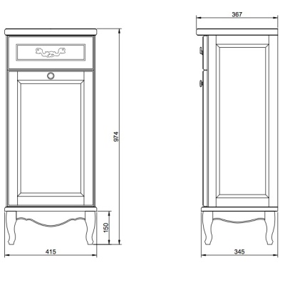 Комод ValenHouse Лиора 40 L40_KDСБ Слоновая кость ручки Бронза