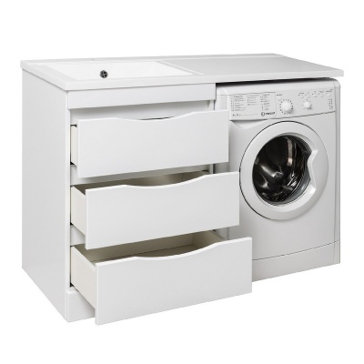 Тумба с раковиной Runo Орион 60 правая Белый мрамор