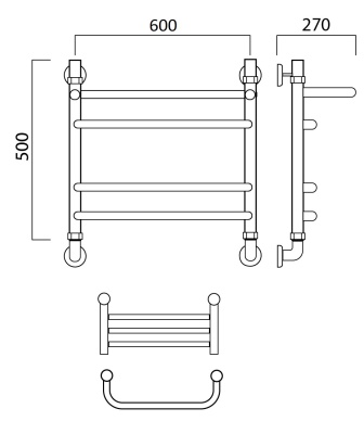 Водяной полотенцесушитель Aquanerzh 004-00-A5060 Хром