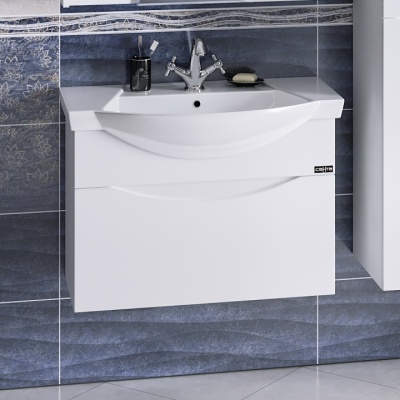 Тумба с раковиной СанТа Сатурн 75 700223 подвесная Белая