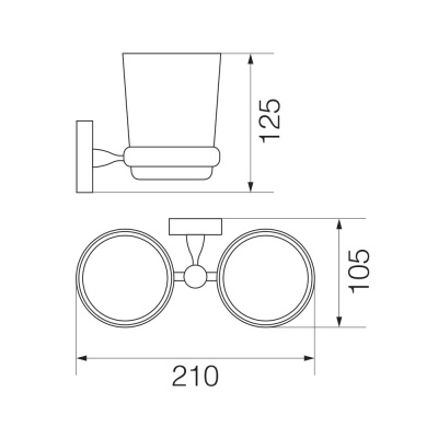 Стакан для зубных щеток Veragio Stanford VR.STD-7742.CR двойной Хром