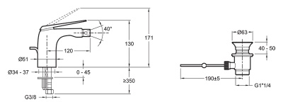Смеситель для биде Jacob Delafon Avid E97014-CP Хром