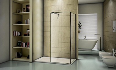 Душевая перегородка Good Door Walk In SP-100+SP+P-90-B-CH 100x90 профиль Черный стекло прозрачное