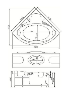 Акриловая ванна Victory Spa Barbados 145x145 Без системы управления