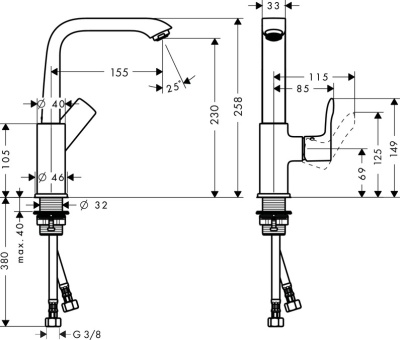Смеситель для раковины Hansgrohe Metris 31187000 Хром