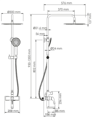 Душевая система WasserKRAFT Sauer A17101 Золото глянцевое