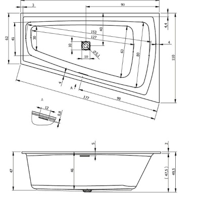 Акриловая ванна Riho Still Smart Elite 170x110 L BD1600500000000 без гидромассажа