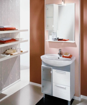 Тумба под раковину Акватон Альтаир 65 1A100101ARG1L бело-алюминиевая