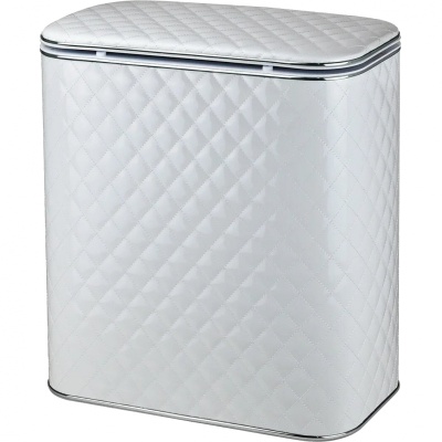 Корзина для белья Cameya Стеганая WHC-B-9 с микролифтом большая Белая, кант хром