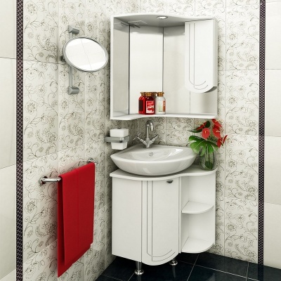 Зеркало со шкафом Runo Бис 55 угловое R Белое