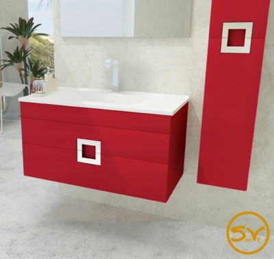 Тумба с раковиной SanVit Квадро Lux New 120 kkvadn120 в цвете Ral подвесная Белый глянец