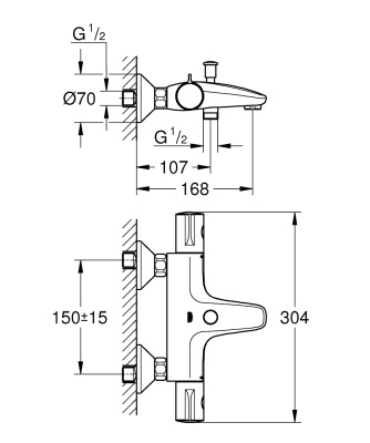 Смеситель для ванны Grohe Grohtherm 800 34567000 Хром