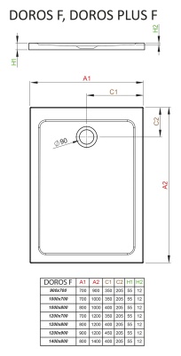 Акриловый поддон для душа Radaway Doros Plus F 120x70x5,5 Белый