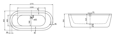 Акриловая ванна BelBagno BB12 177,5x80,5 Белая