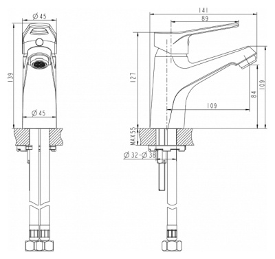 Смеситель для раковины Bravat Eco-D F193158C Хром