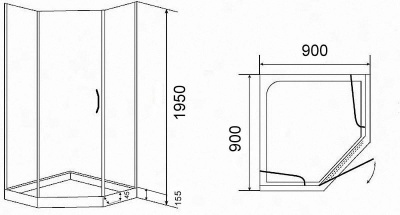 Душевой уголок Parly ZPE91T 90х90 профиль Хром стекло прозрачное