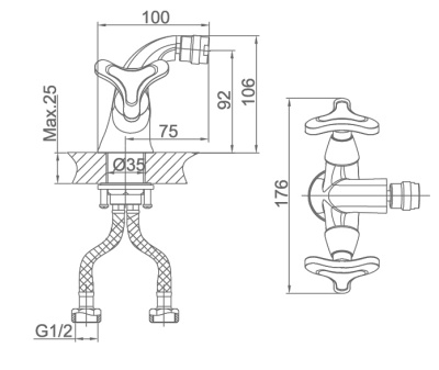 Смеситель для биде D&K Goethe Hessen DA1382241 Хром