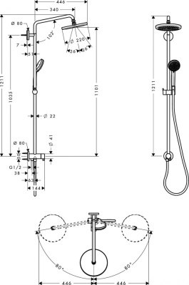 Душевая система Hansgrohe Croma Showerpipe Reno 27224000 без смесителя Хром