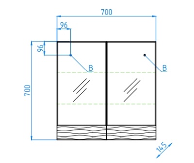 Зеркальный шкаф Style Line Ассоль 70 Люкс ЛС-00000327 Техно платина