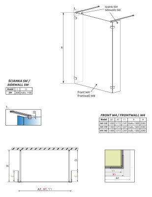 Душевая стенка Radaway Euphoria W4 Walk-in 120 фурнитура Хром стекло прозрачное