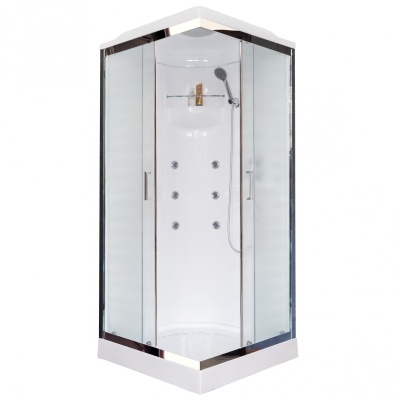 Душевая кабина Royal Bath HP 80х80 RB80HP2-M-CH с гидромассажем стекло матовое задняя стенка Белая