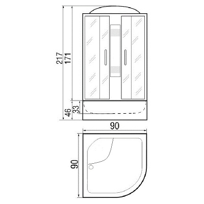 Душевая кабина River Lena 90x90x46 МТ 10000001423+10000002426 с поддоном