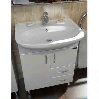 Тумба с раковиной СанТа Сити 60 2 ящика Белая