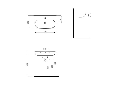 Раковина Bien Vokha 70 MDLS07001FD1B7000 Черная матовая