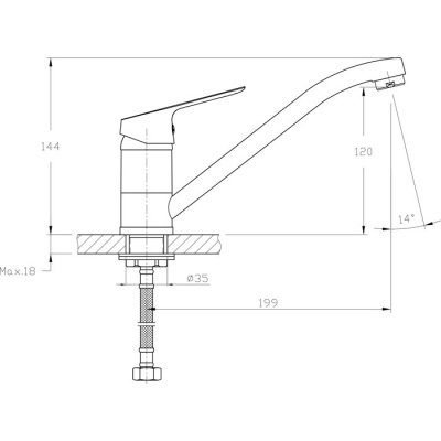 Смеситель для кухни Rush Yell YE5735-25 Хром