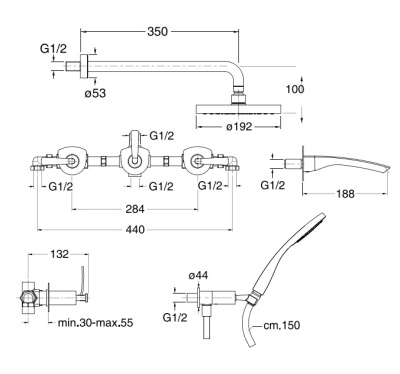 Душевая система Cristina Bollicine BO 113 Хром
